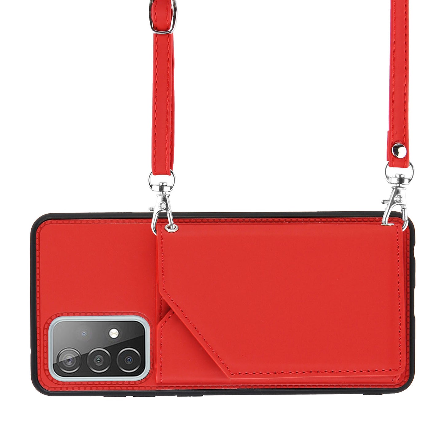 Smooth Leather Card Holder Design Phone Stand Case with Shoulder Strap for Samsung Galaxy A52 4G/5G / A52s 5G / A52s 5G