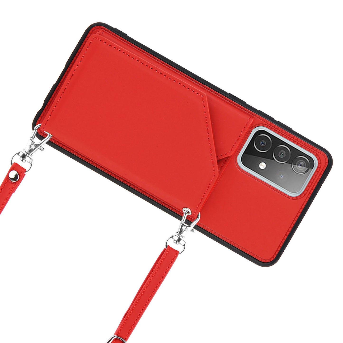 Smooth Leather Card Holder Design Phone Stand Case with Shoulder Strap for Samsung Galaxy A52 4G/5G / A52s 5G / A52s 5G