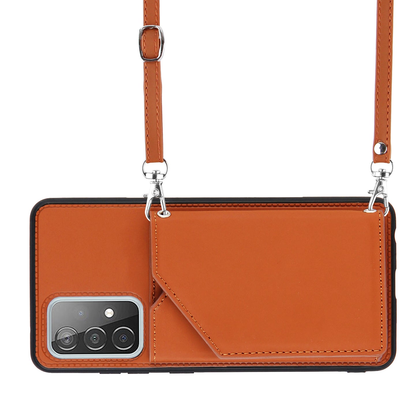 Smooth Leather Card Holder Design Phone Stand Case with Shoulder Strap for Samsung Galaxy A52 4G/5G / A52s 5G / A52s 5G