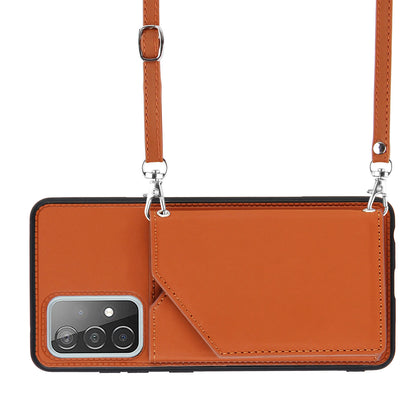 Smooth Leather Card Holder Design Phone Stand Case with Shoulder Strap for Samsung Galaxy A52 4G/5G / A52s 5G / A52s 5G