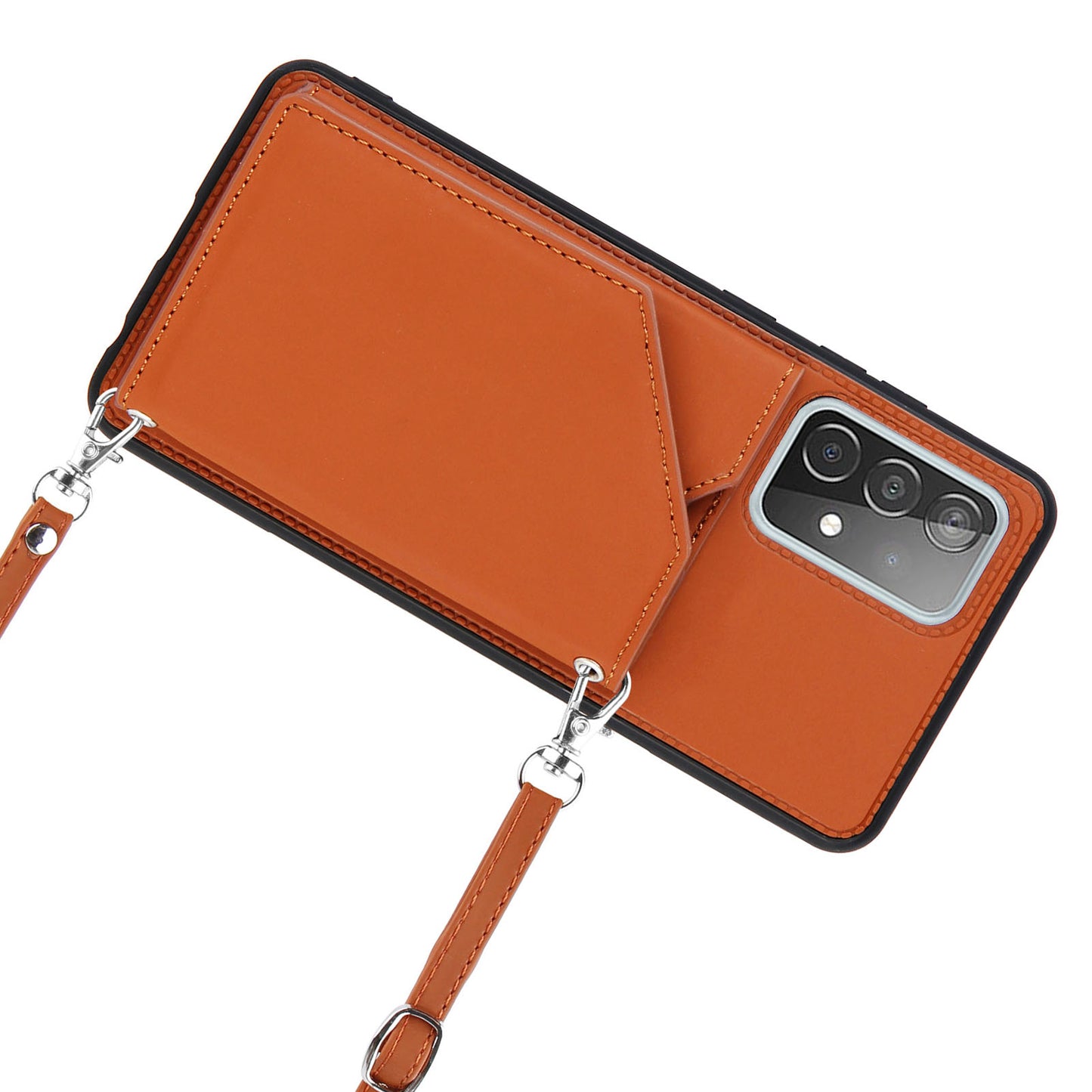 Smooth Leather Card Holder Design Phone Stand Case with Shoulder Strap for Samsung Galaxy A52 4G/5G / A52s 5G / A52s 5G
