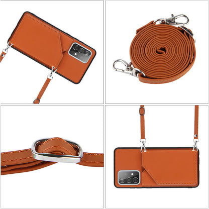 Smooth Leather Card Holder Design Phone Stand Case with Shoulder Strap for Samsung Galaxy A52 4G/5G / A52s 5G / A52s 5G