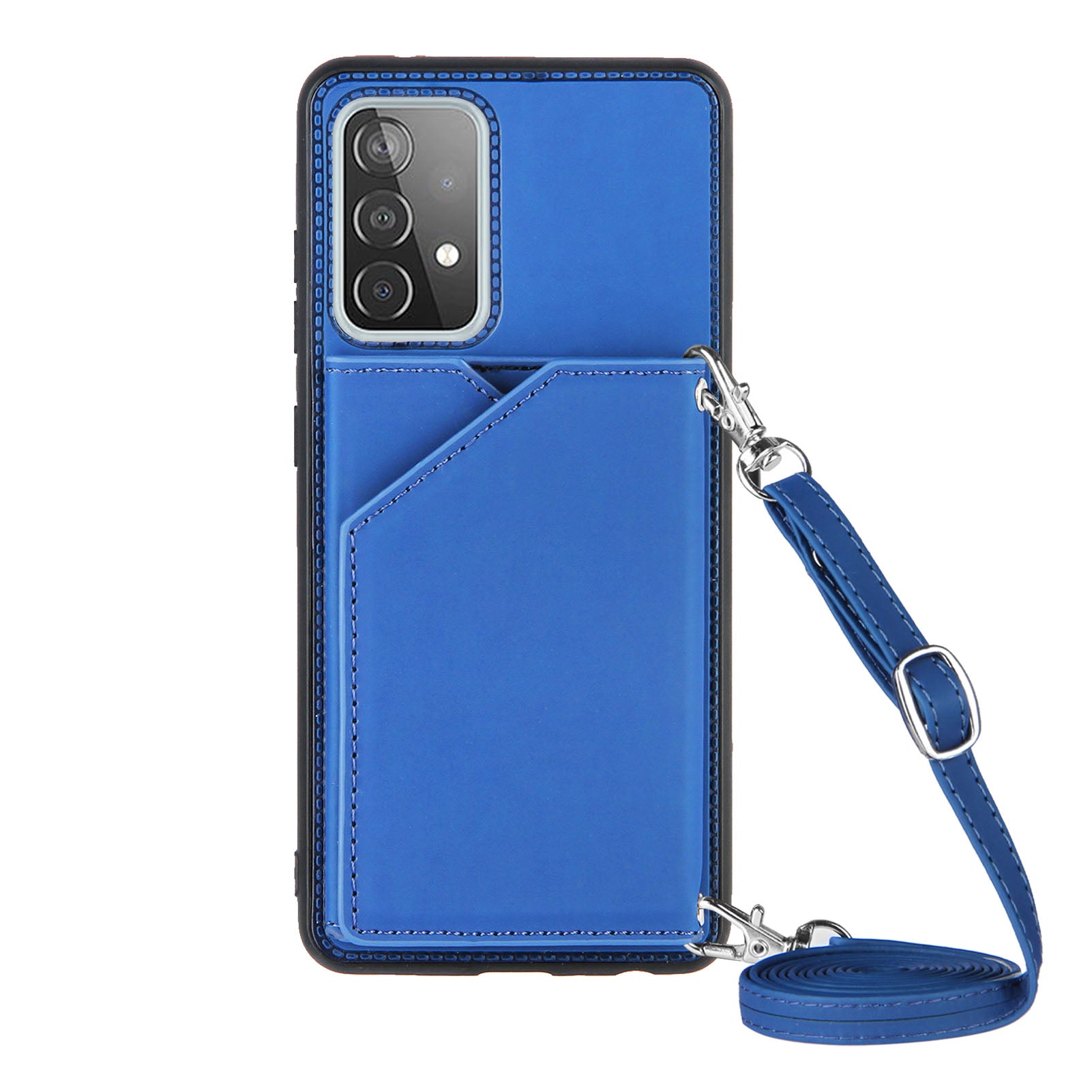 Smooth Leather Card Holder Design Phone Stand Case with Shoulder Strap for Samsung Galaxy A52 4G/5G / A52s 5G / A52s 5G