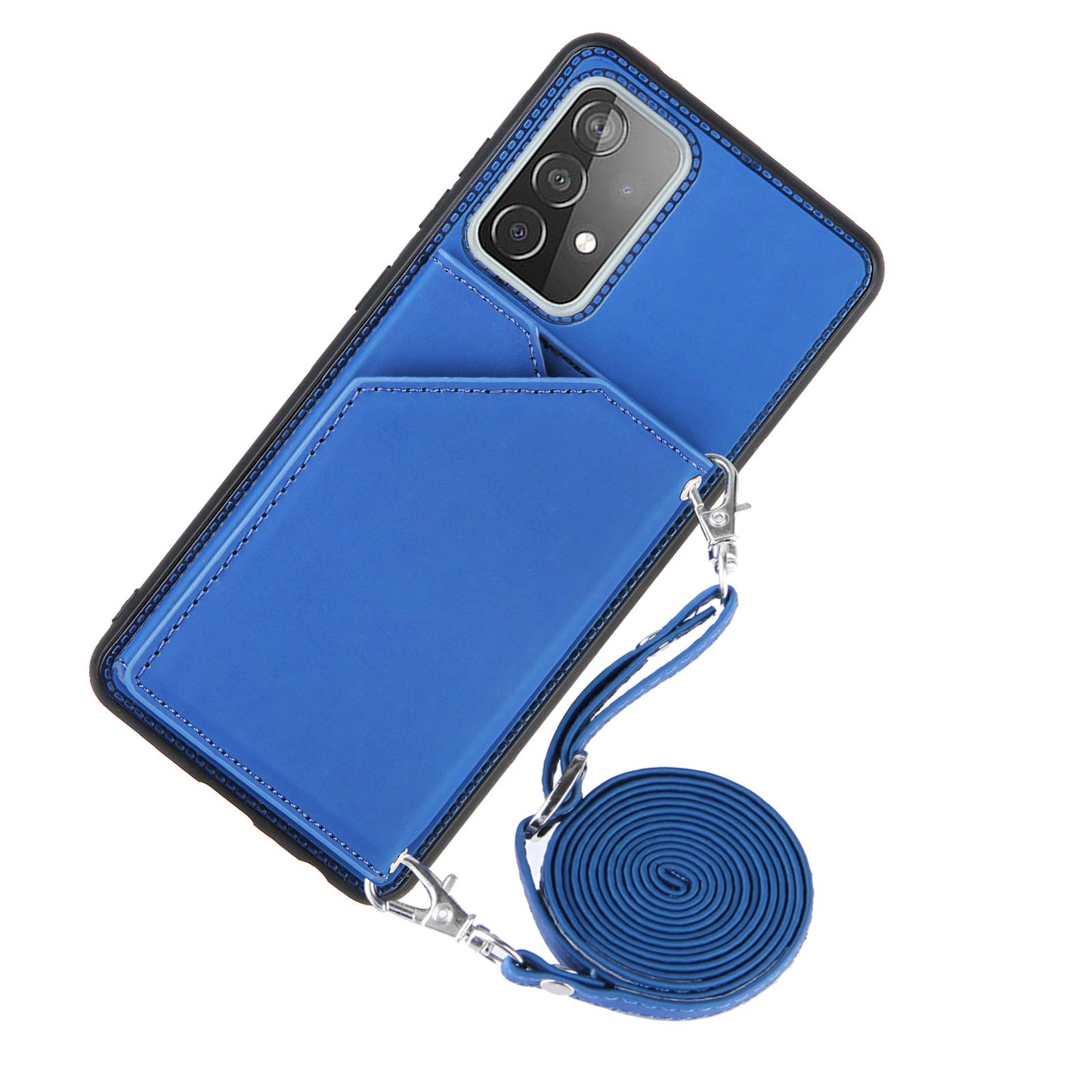 Smooth Leather Card Holder Design Phone Stand Case with Shoulder Strap for Samsung Galaxy A52 4G/5G / A52s 5G / A52s 5G