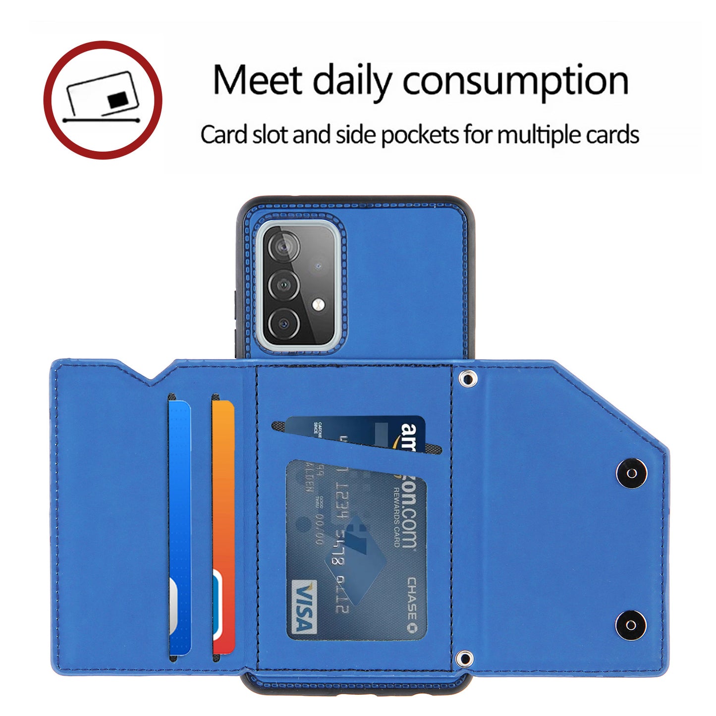 Smooth Leather Card Holder Design Phone Stand Case with Shoulder Strap for Samsung Galaxy A52 4G/5G / A52s 5G / A52s 5G