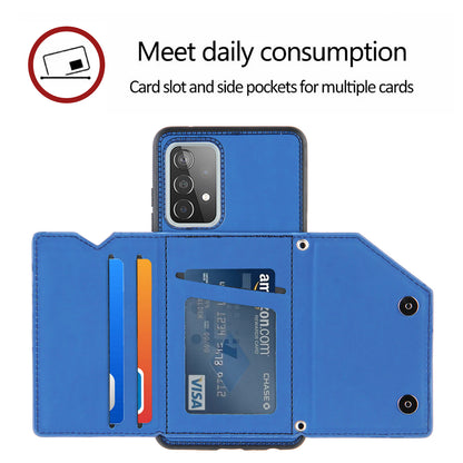 Smooth Leather Card Holder Design Phone Stand Case with Shoulder Strap for Samsung Galaxy A52 4G/5G / A52s 5G / A52s 5G