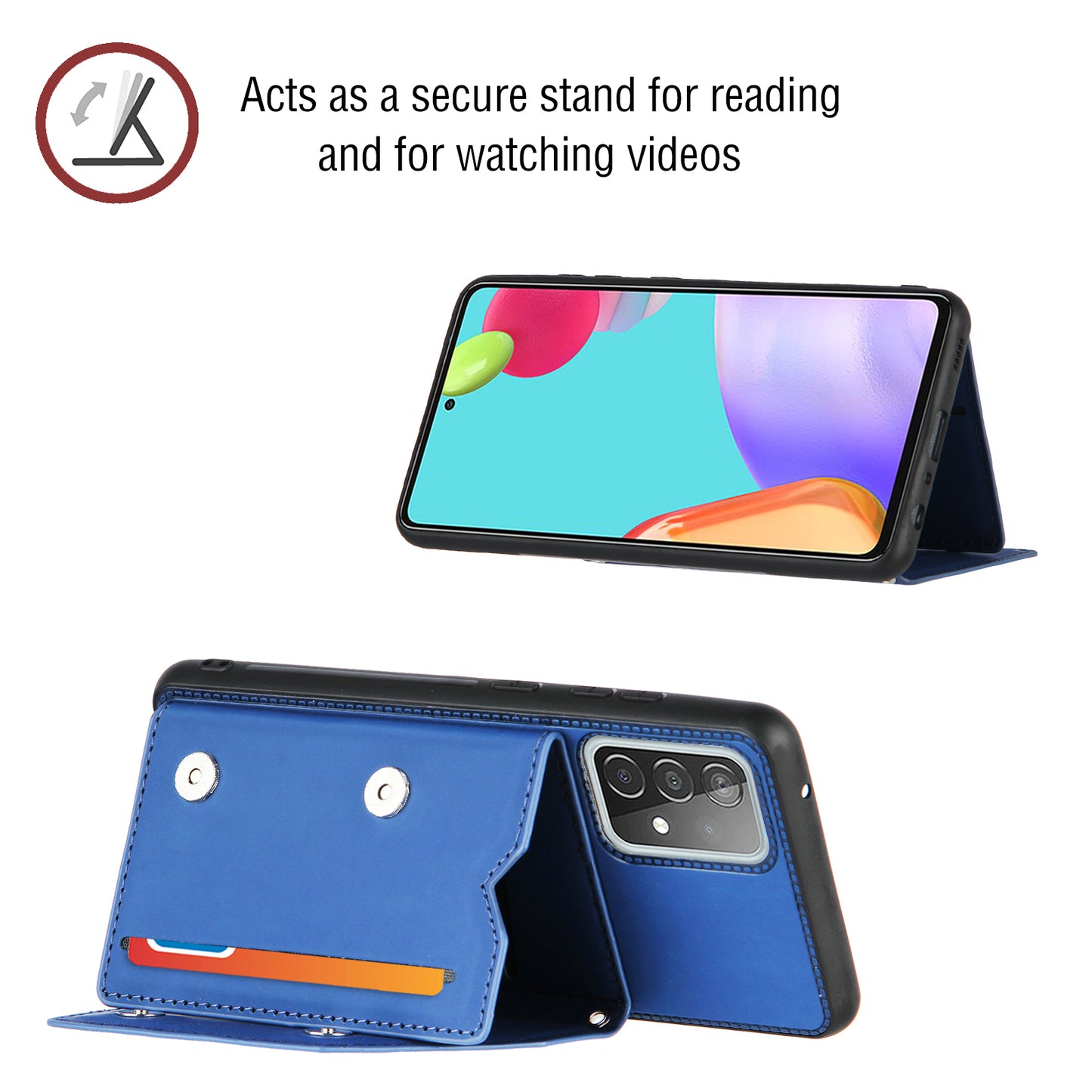 Smooth Leather Card Holder Design Phone Stand Case with Shoulder Strap for Samsung Galaxy A52 4G/5G / A52s 5G / A52s 5G