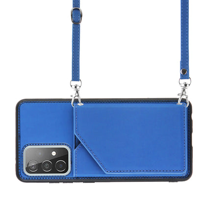Smooth Leather Card Holder Design Phone Stand Case with Shoulder Strap for Samsung Galaxy A52 4G/5G / A52s 5G / A52s 5G