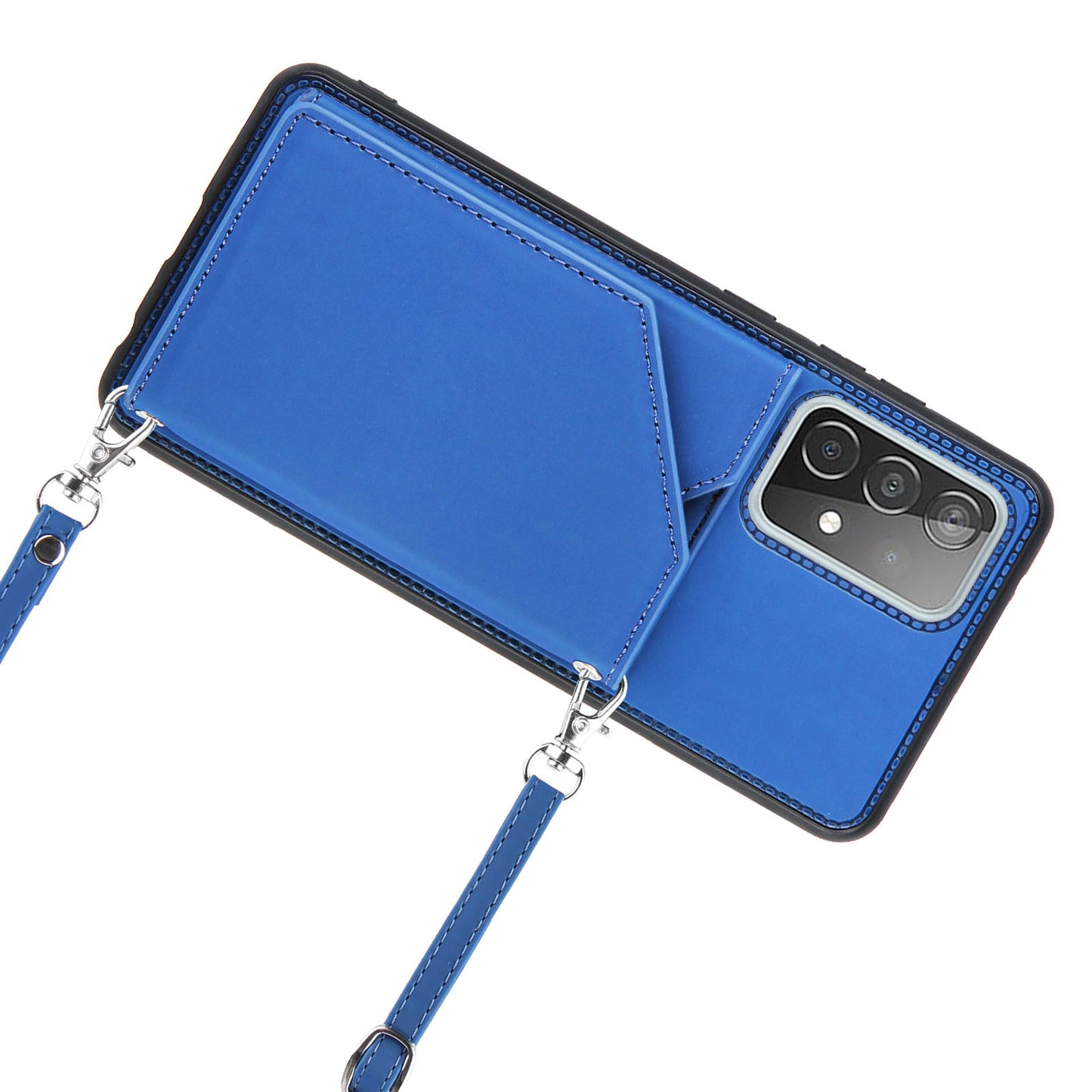 Smooth Leather Card Holder Design Phone Stand Case with Shoulder Strap for Samsung Galaxy A52 4G/5G / A52s 5G / A52s 5G