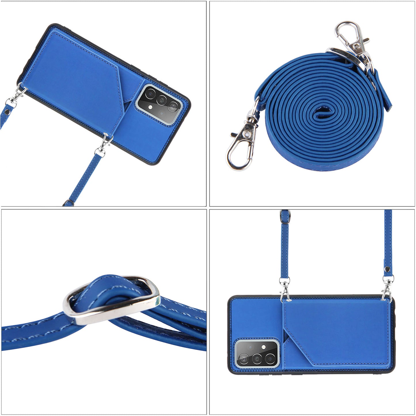 Smooth Leather Card Holder Design Phone Stand Case with Shoulder Strap for Samsung Galaxy A52 4G/5G / A52s 5G / A52s 5G