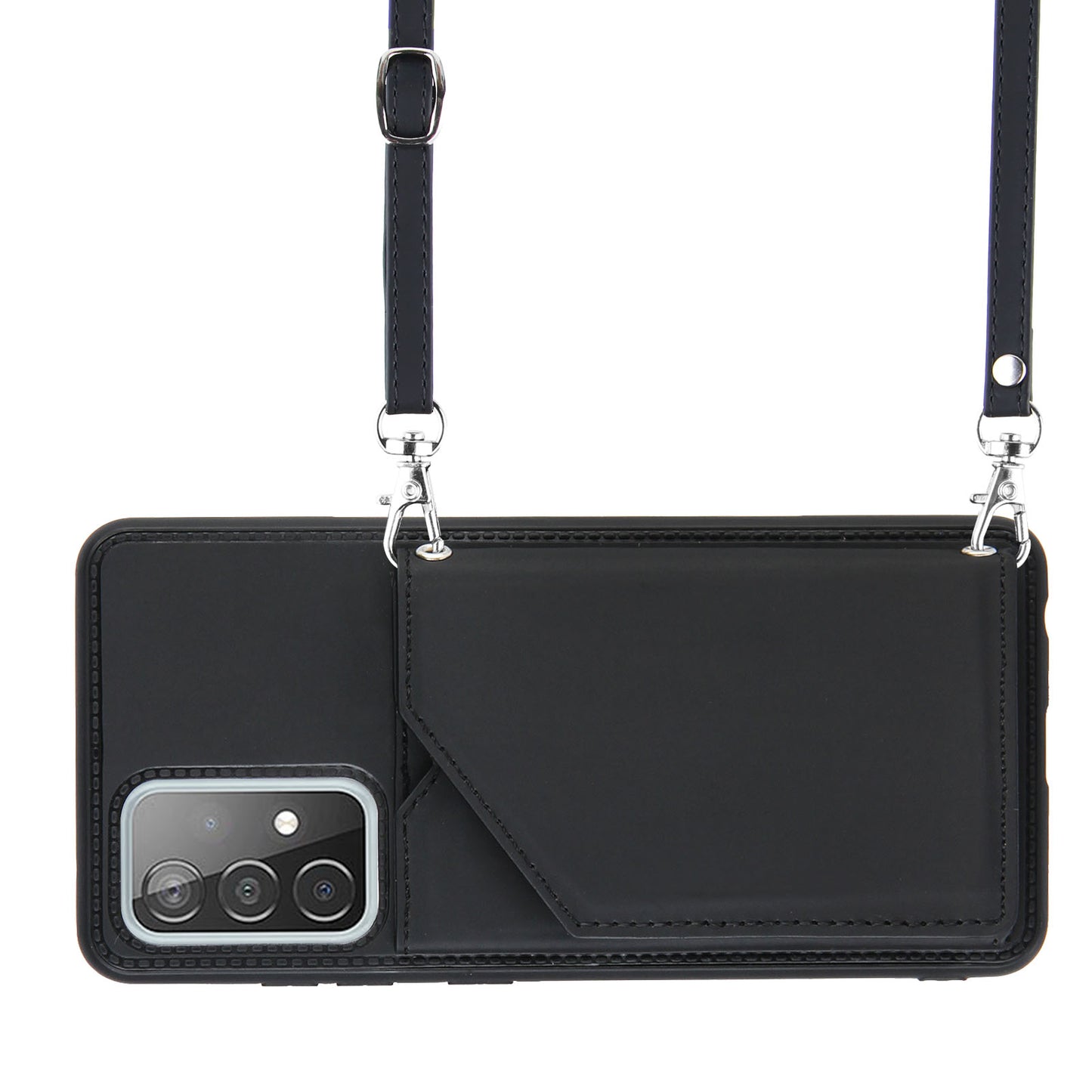 Smooth Leather Card Holder Design Phone Stand Case with Shoulder Strap for Samsung Galaxy A52 4G/5G / A52s 5G / A52s 5G