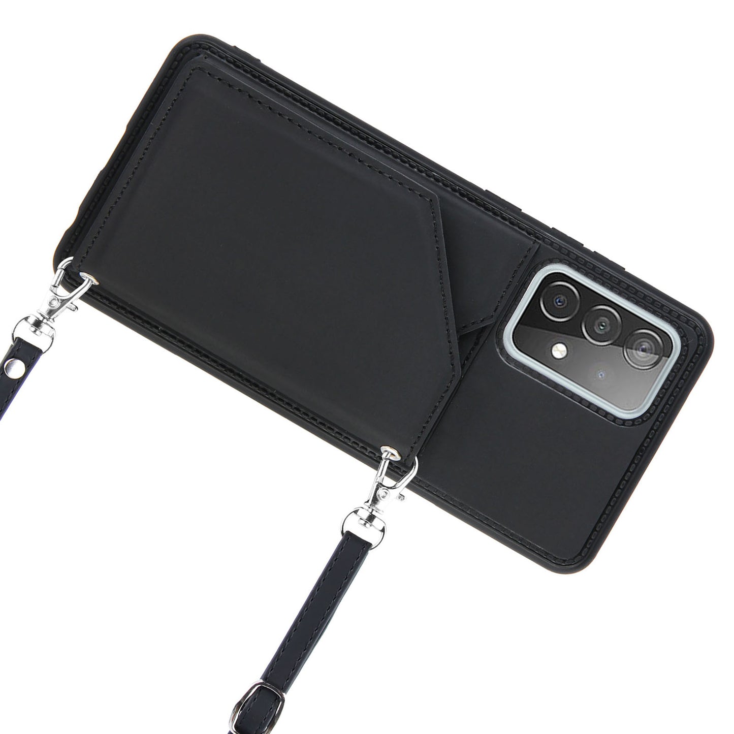 Smooth Leather Card Holder Design Phone Stand Case with Shoulder Strap for Samsung Galaxy A52 4G/5G / A52s 5G / A52s 5G
