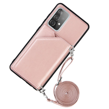 Smooth Leather Card Holder Design Phone Stand Case with Shoulder Strap for Samsung Galaxy A52 4G/5G / A52s 5G / A52s 5G