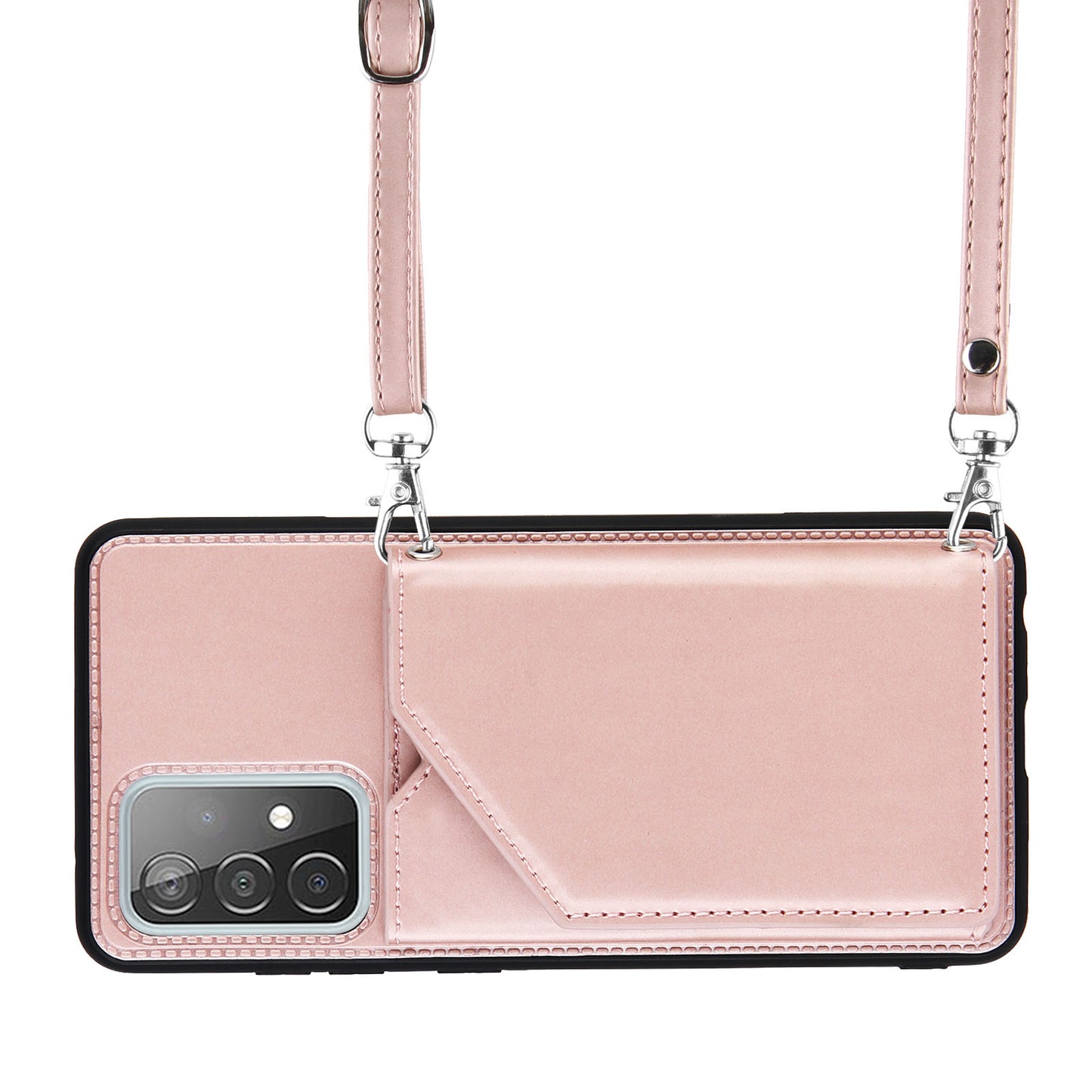 Smooth Leather Card Holder Design Phone Stand Case with Shoulder Strap for Samsung Galaxy A52 4G/5G / A52s 5G / A52s 5G
