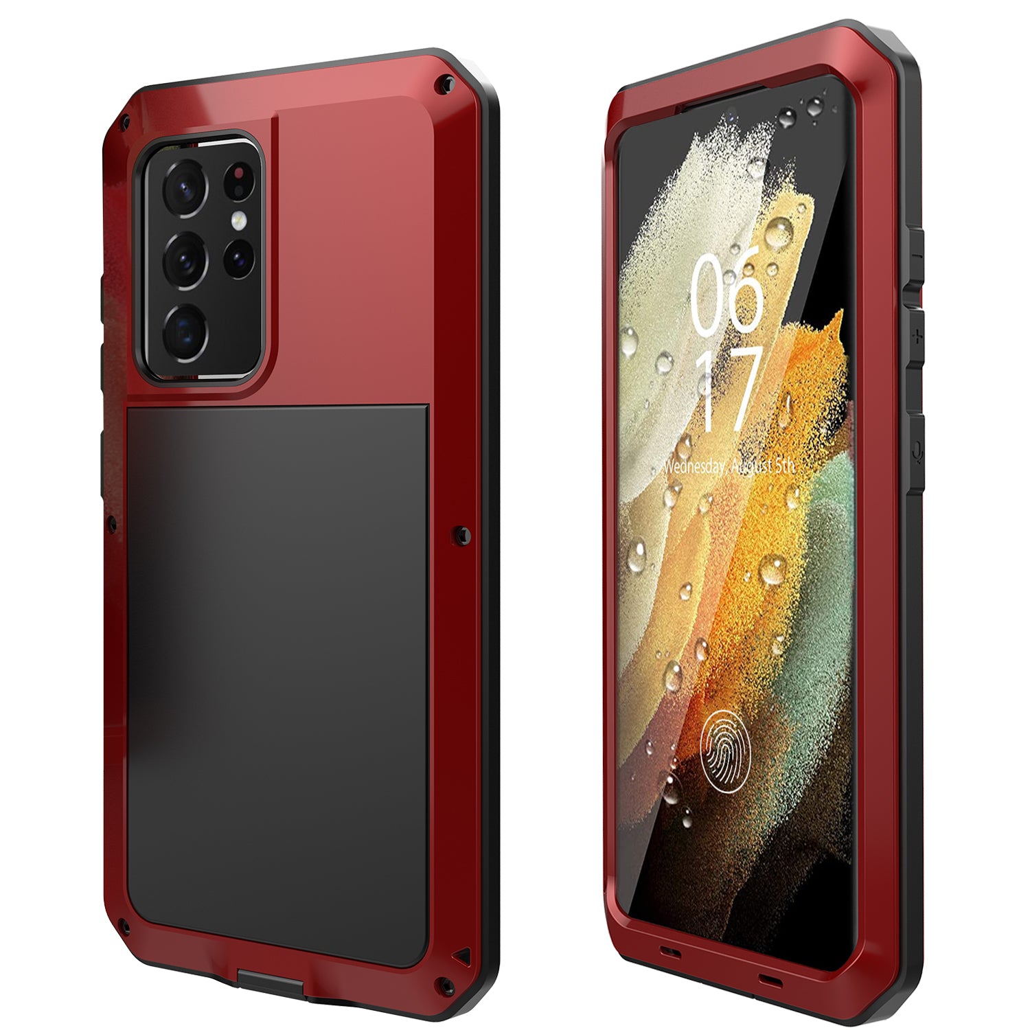 Tank Series Shockproof TPU+Metal Phone Case with Tempered Glass Film for Samsung Galaxy S21 Ultra 5G