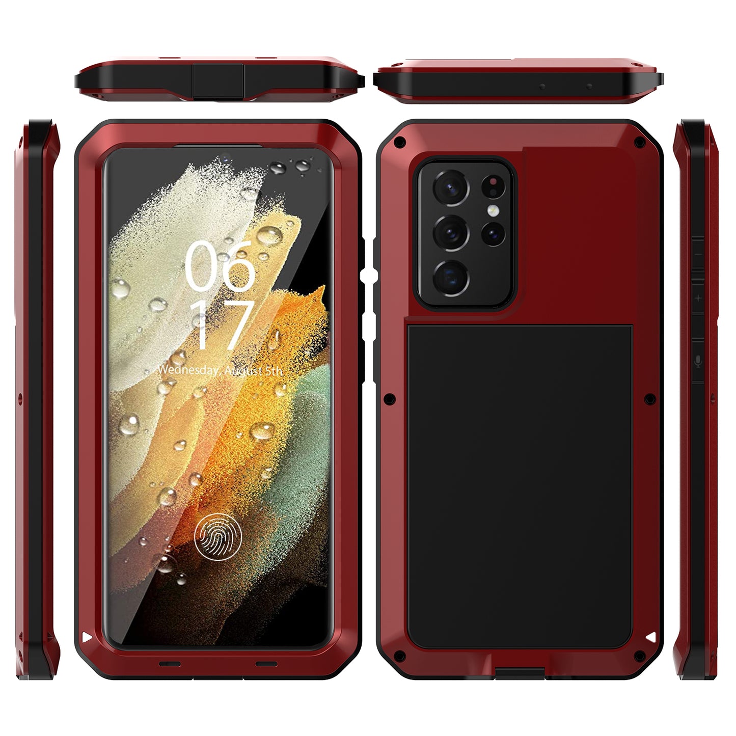 Tank Series Shockproof TPU+Metal Phone Case with Tempered Glass Film for Samsung Galaxy S21 Ultra 5G
