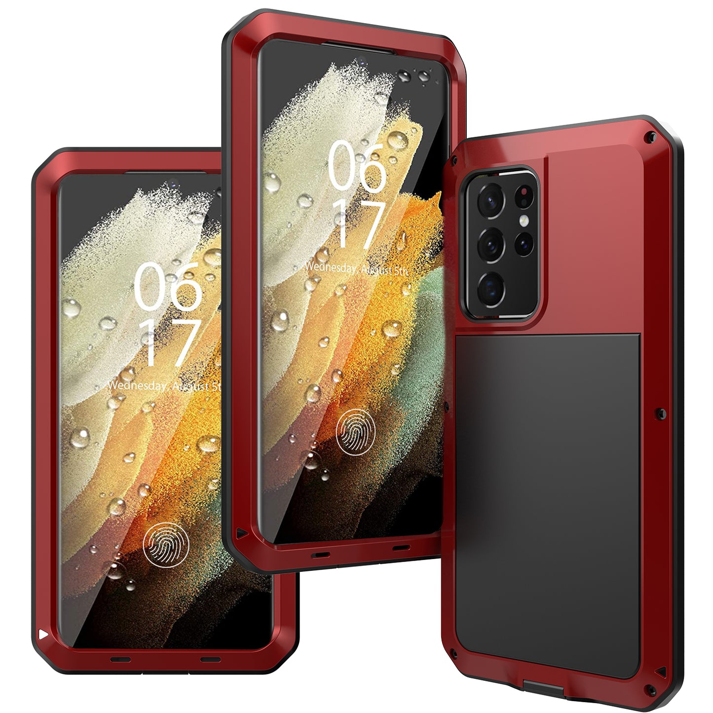 Tank Series Shockproof TPU+Metal Phone Case with Tempered Glass Film for Samsung Galaxy S21 Ultra 5G