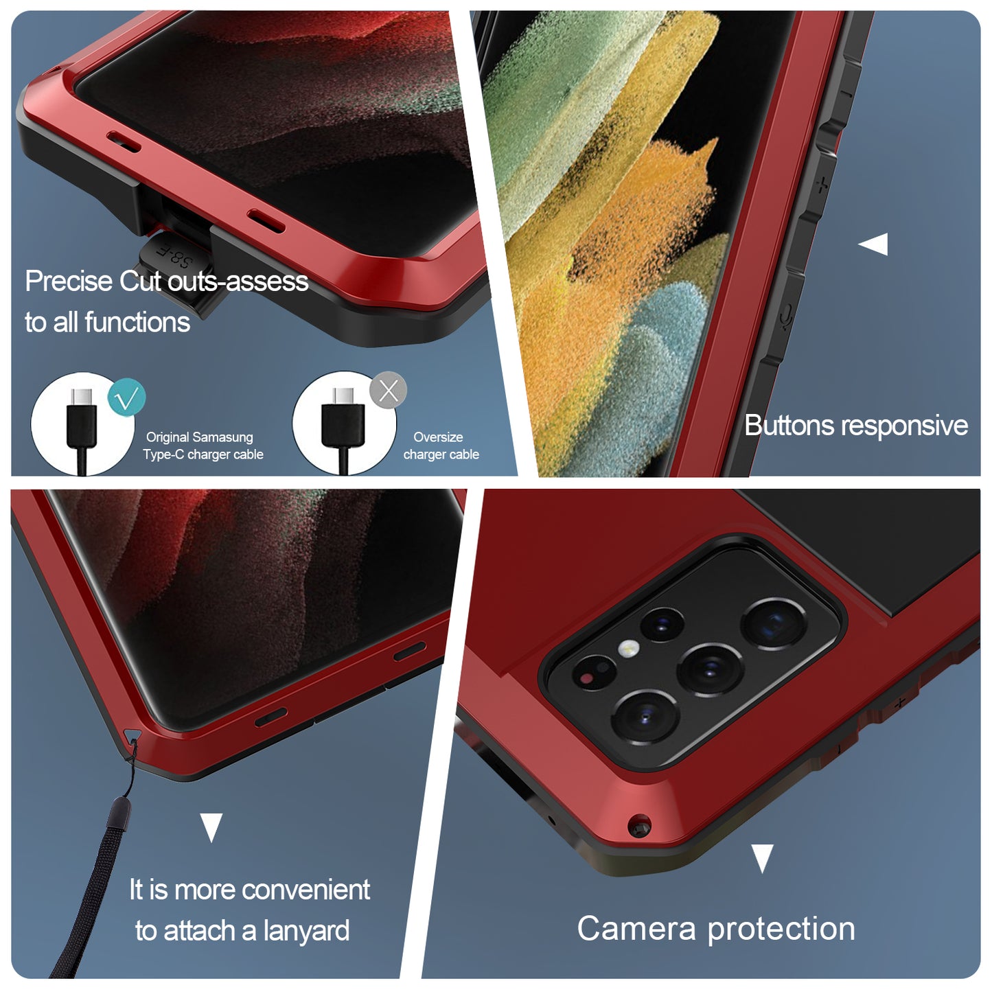 Tank Series Shockproof TPU+Metal Phone Case with Tempered Glass Film for Samsung Galaxy S21 Ultra 5G
