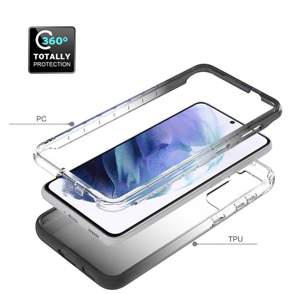 2-in-1 Gradient Color PC+TPU Hybrid Shell Case for Samsung Galaxy S21 5G/4G Cover