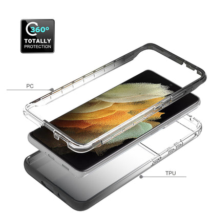 2-in-1 Gradient Color PC+TPU Hybrid Mobile Phone Shell Case for Samsung Galaxy S21 Ultra 5G