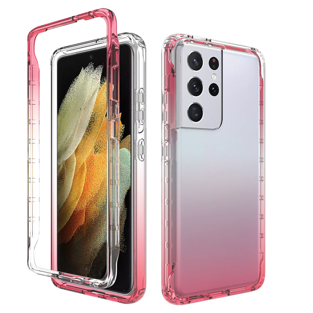 2-in-1 Gradient Color PC+TPU Hybrid Mobile Phone Shell Case for Samsung Galaxy S21 Ultra 5G