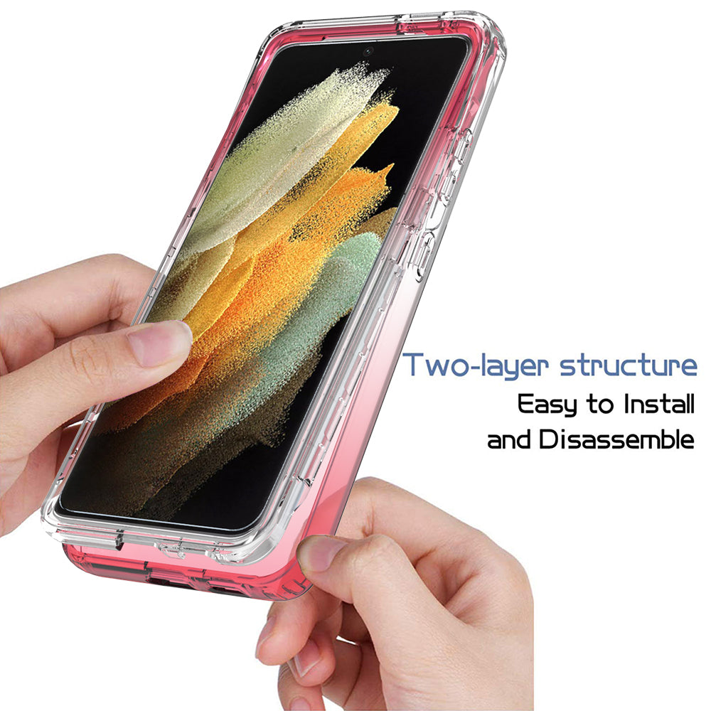 2-in-1 Gradient Color PC+TPU Hybrid Mobile Phone Shell Case for Samsung Galaxy S21 Ultra 5G