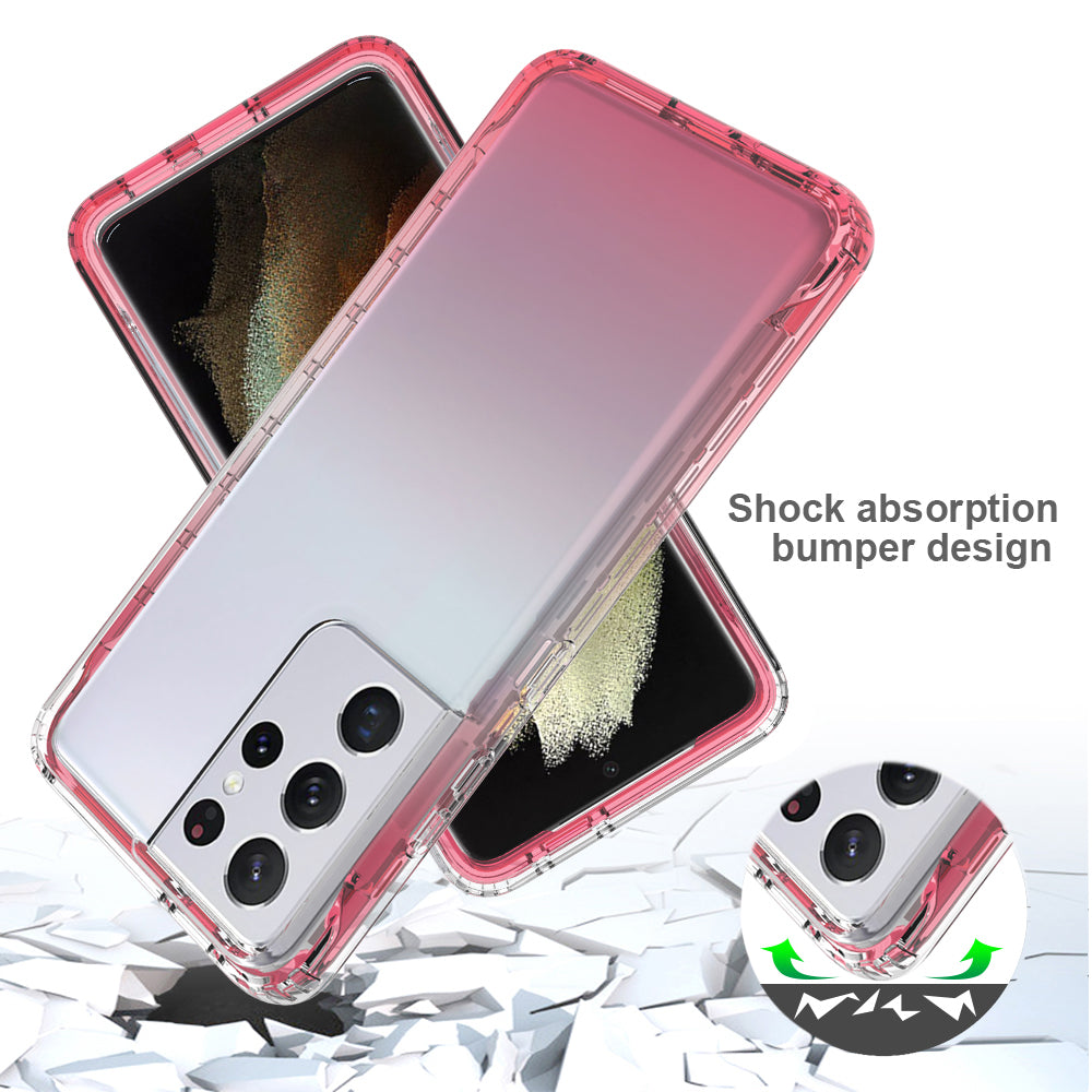 2-in-1 Gradient Color PC+TPU Hybrid Mobile Phone Shell Case for Samsung Galaxy S21 Ultra 5G