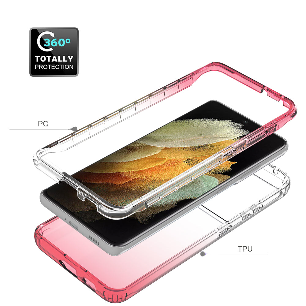 2-in-1 Gradient Color PC+TPU Hybrid Mobile Phone Shell Case for Samsung Galaxy S21 Ultra 5G