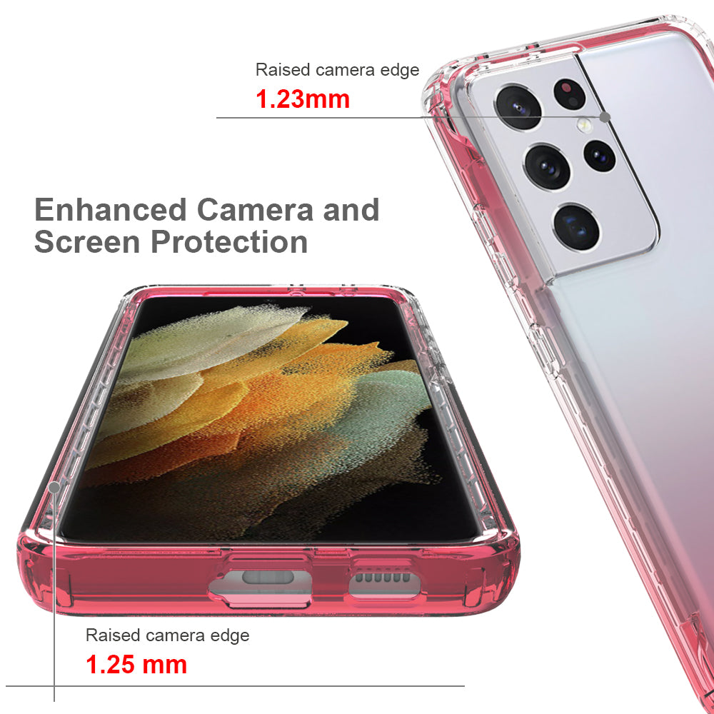 2-in-1 Gradient Color PC+TPU Hybrid Mobile Phone Shell Case for Samsung Galaxy S21 Ultra 5G