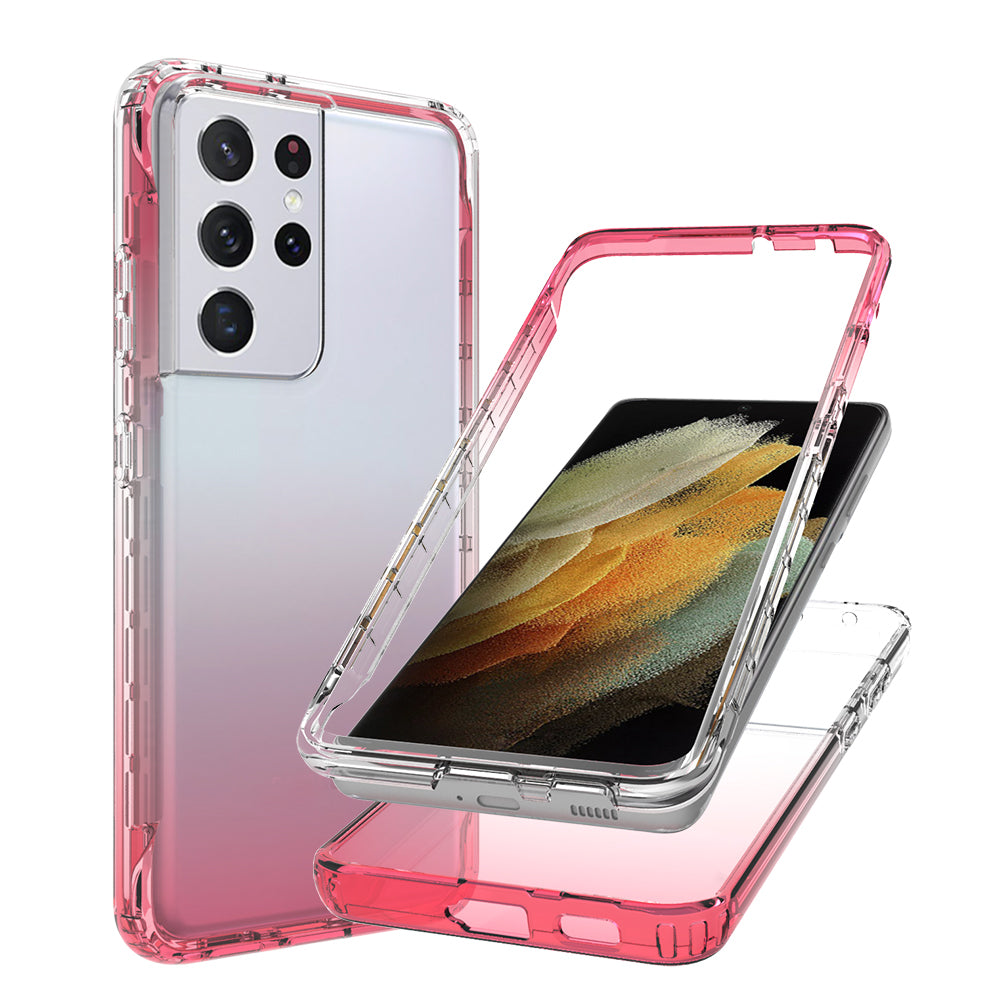 2-in-1 Gradient Color PC+TPU Hybrid Mobile Phone Shell Case for Samsung Galaxy S21 Ultra 5G