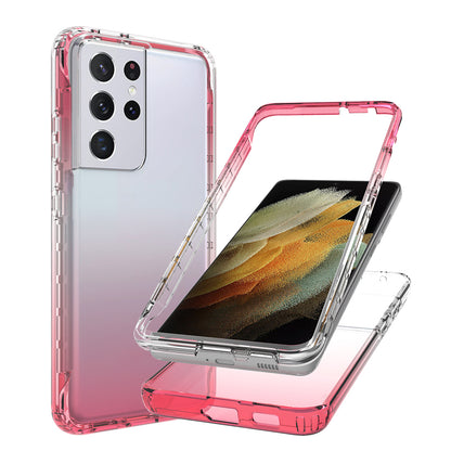 2-in-1 Gradient Color PC+TPU Hybrid Mobile Phone Shell Case for Samsung Galaxy S21 Ultra 5G