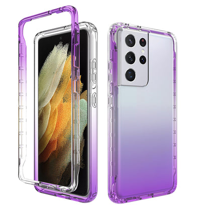 2-in-1 Gradient Color PC+TPU Hybrid Mobile Phone Shell Case for Samsung Galaxy S21 Ultra 5G