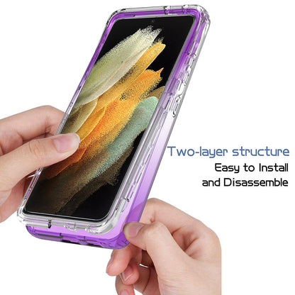2-in-1 Gradient Color PC+TPU Hybrid Mobile Phone Shell Case for Samsung Galaxy S21 Ultra 5G