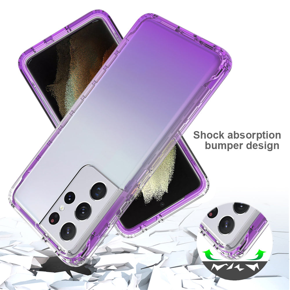 2-in-1 Gradient Color PC+TPU Hybrid Mobile Phone Shell Case for Samsung Galaxy S21 Ultra 5G