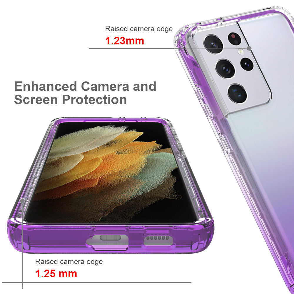 2-in-1 Gradient Color PC+TPU Hybrid Mobile Phone Shell Case for Samsung Galaxy S21 Ultra 5G