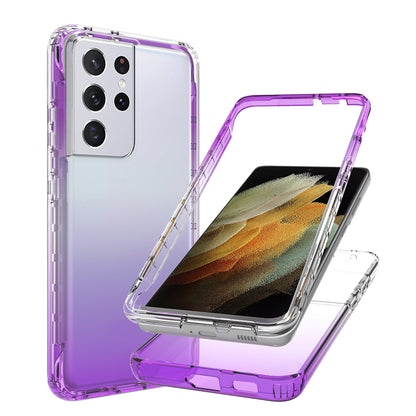 2-in-1 Gradient Color PC+TPU Hybrid Mobile Phone Shell Case for Samsung Galaxy S21 Ultra 5G