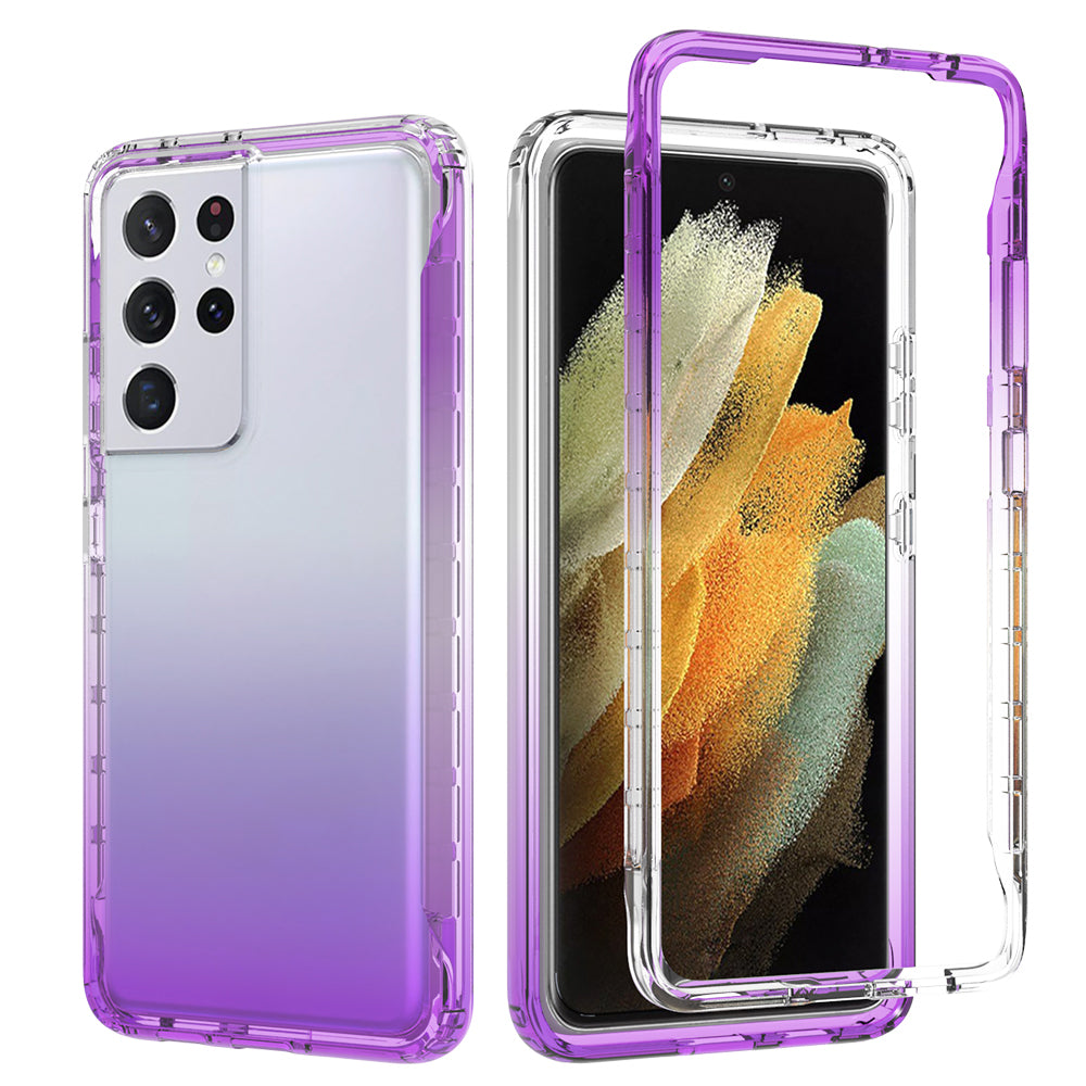 2-in-1 Gradient Color PC+TPU Hybrid Mobile Phone Shell Case for Samsung Galaxy S21 Ultra 5G