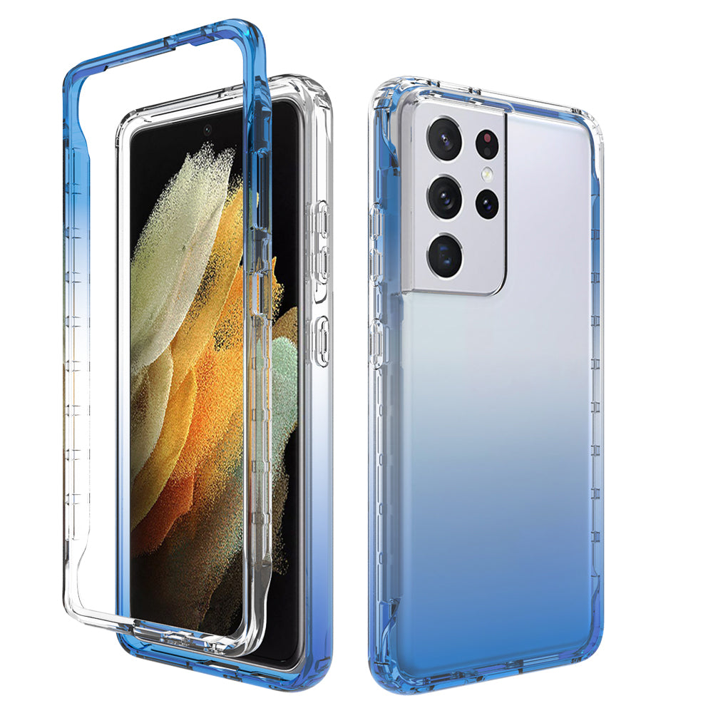 2-in-1 Gradient Color PC+TPU Hybrid Mobile Phone Shell Case for Samsung Galaxy S21 Ultra 5G