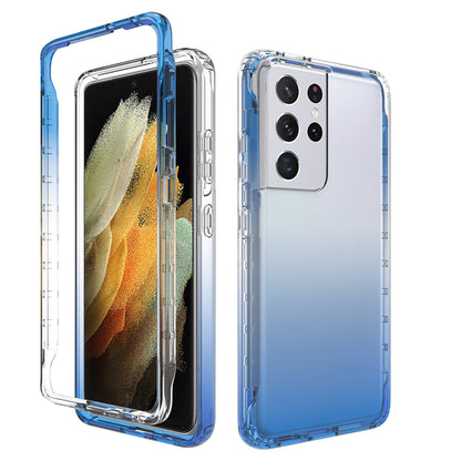 2-in-1 Gradient Color PC+TPU Hybrid Mobile Phone Shell Case for Samsung Galaxy S21 Ultra 5G