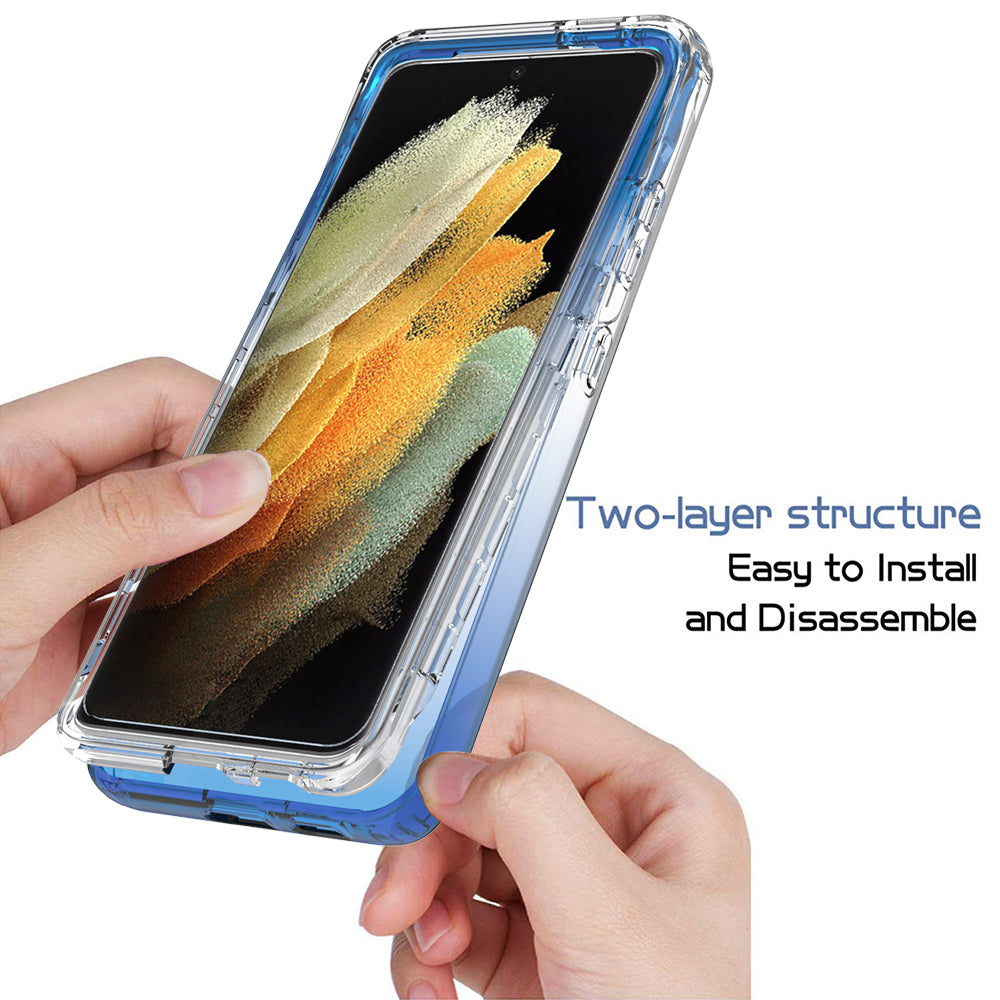 2-in-1 Gradient Color PC+TPU Hybrid Mobile Phone Shell Case for Samsung Galaxy S21 Ultra 5G