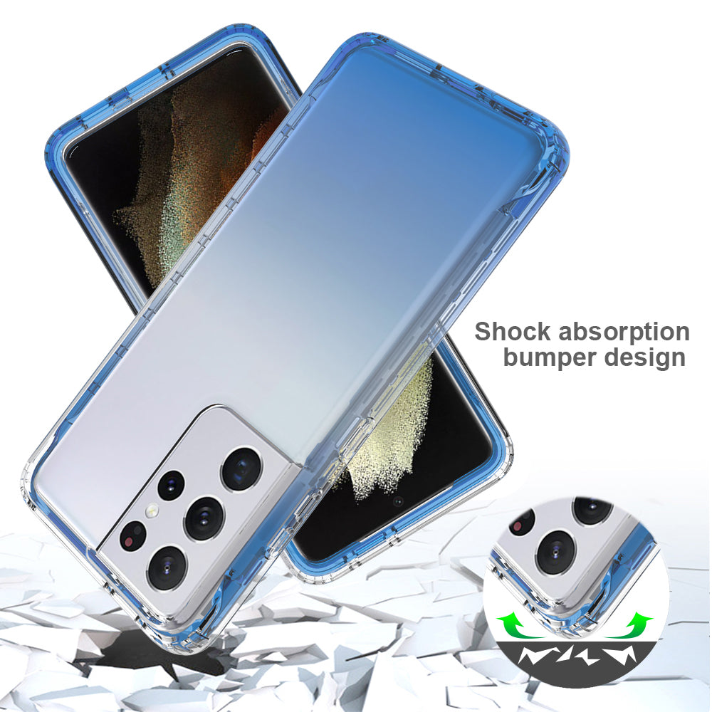 2-in-1 Gradient Color PC+TPU Hybrid Mobile Phone Shell Case for Samsung Galaxy S21 Ultra 5G