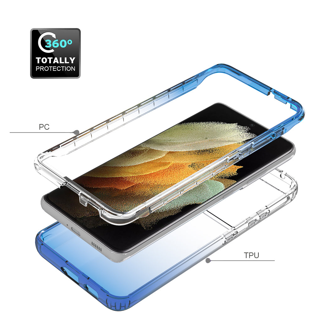 2-in-1 Gradient Color PC+TPU Hybrid Mobile Phone Shell Case for Samsung Galaxy S21 Ultra 5G