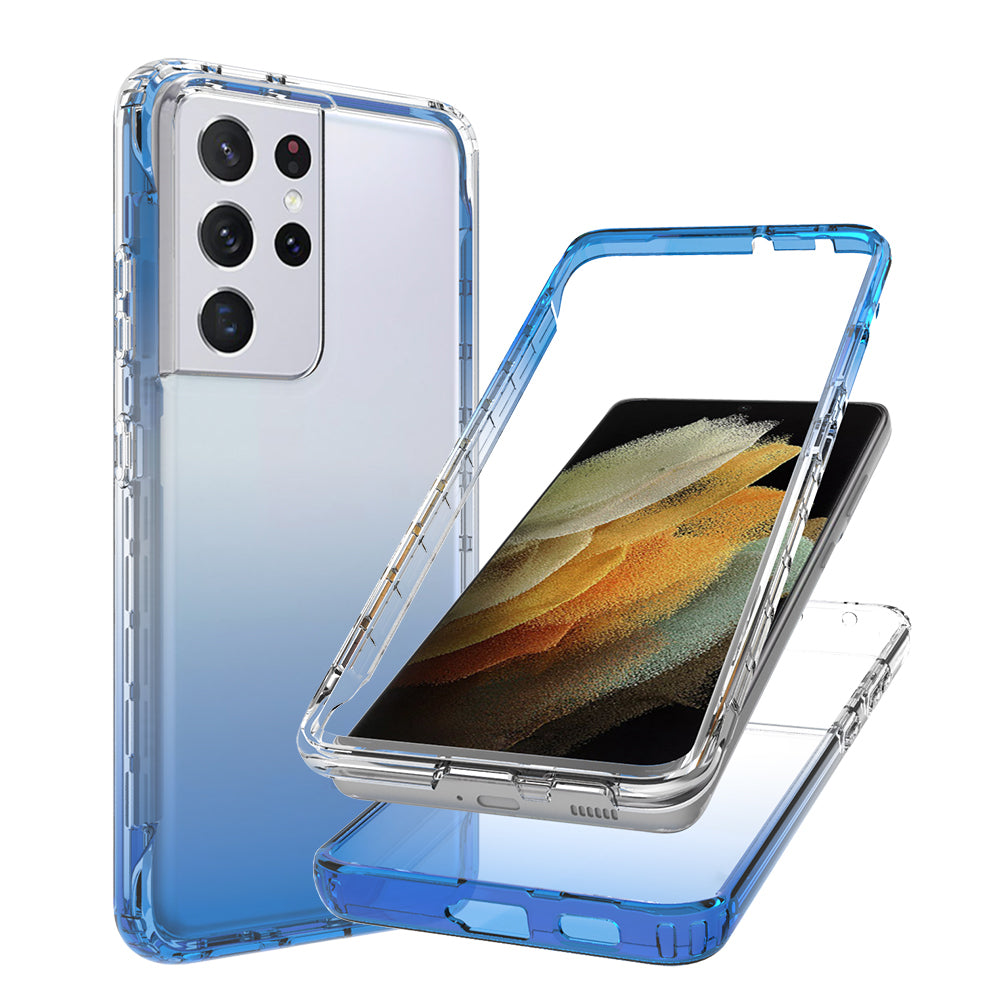 2-in-1 Gradient Color PC+TPU Hybrid Mobile Phone Shell Case for Samsung Galaxy S21 Ultra 5G