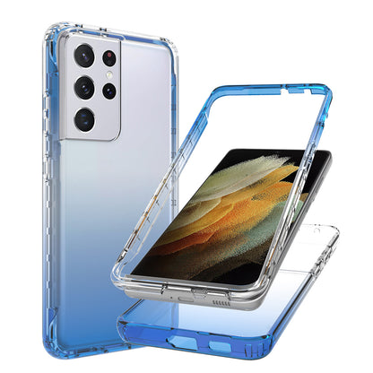 2-in-1 Gradient Color PC+TPU Hybrid Mobile Phone Shell Case for Samsung Galaxy S21 Ultra 5G
