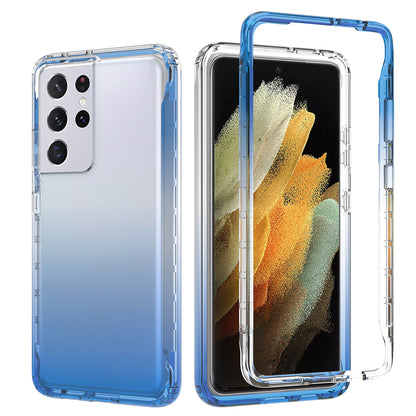 2-in-1 Gradient Color PC+TPU Hybrid Mobile Phone Shell Case for Samsung Galaxy S21 Ultra 5G