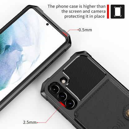 Kickstand PU Leather Coated TPU Protector Cover with Card Holder [Built-in Magnetic Sheet] ZM03 for Samsung Galaxy S21 FE