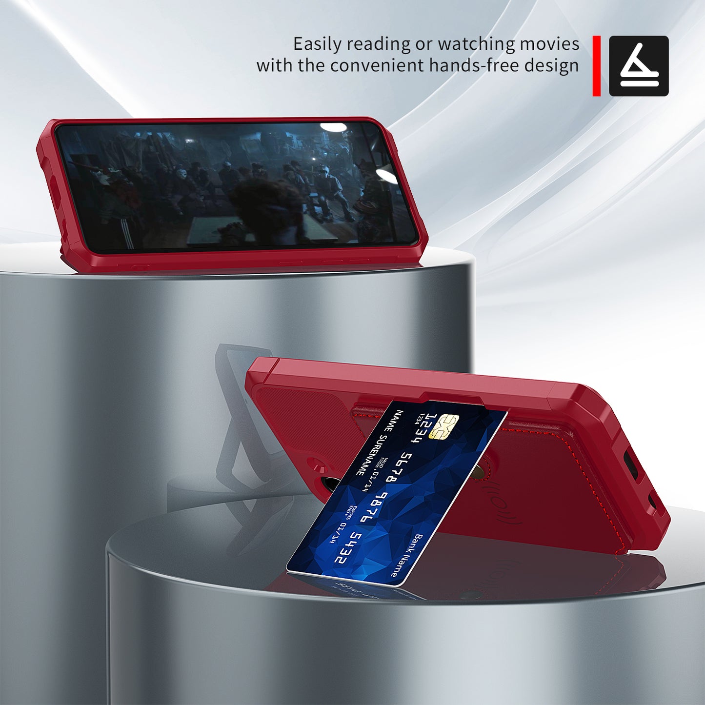 Kickstand PU Leather Coated TPU Protector Cover with Card Holder [Built-in Magnetic Sheet] ZM03 for Samsung Galaxy S21 FE