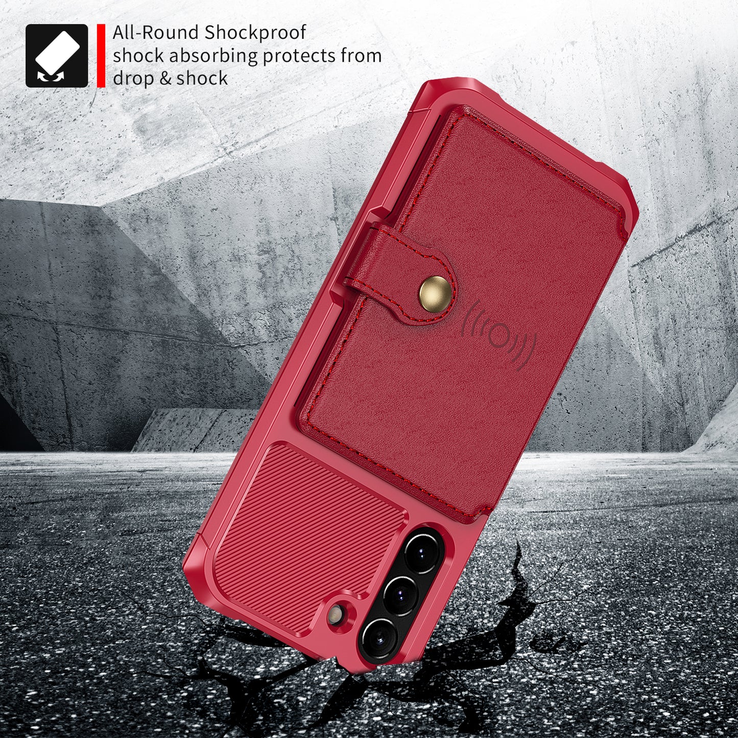 Kickstand PU Leather Coated TPU Protector Cover with Card Holder [Built-in Magnetic Sheet] ZM03 for Samsung Galaxy S21 FE