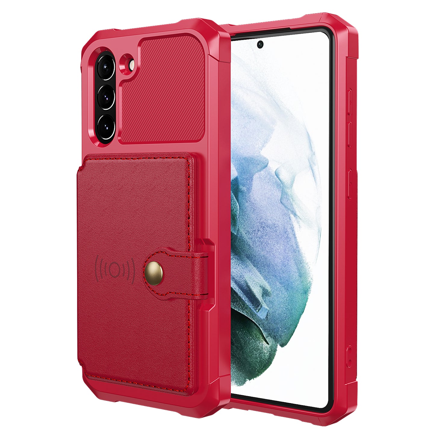 Kickstand PU Leather Coated TPU Protector Cover with Card Holder [Built-in Magnetic Sheet] ZM03 for Samsung Galaxy S21 FE