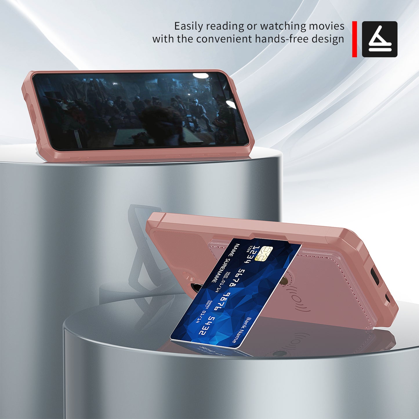 Kickstand PU Leather Coated TPU Protector Cover with Card Holder [Built-in Magnetic Sheet] ZM03 for Samsung Galaxy S21 FE